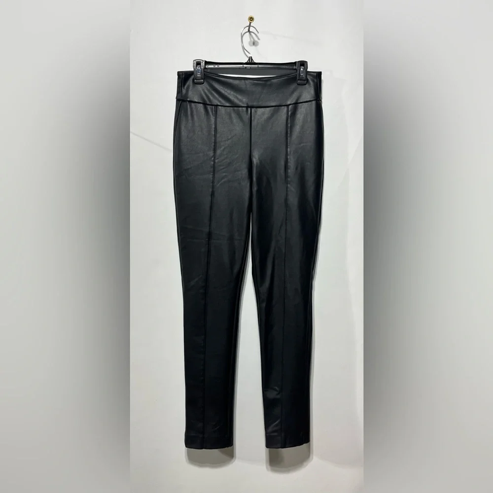 Black Tape High Rise Black Soft Faux Leather Pants Size Medium Inseam 30” - Picture 1 of 4